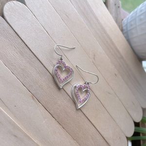 Sterling silver and CZ layered heart earrings